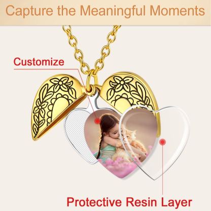 Personalized Photo Heart Locket Necklace  protective