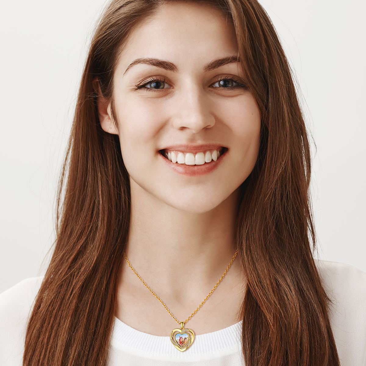 Customized Heart in Heart Photo Necklace For Women