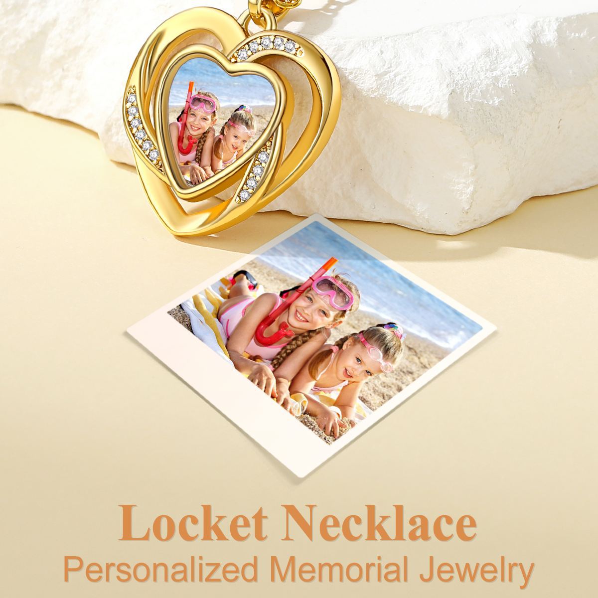 Customized Heart in Heart Photo Necklace  memorial jewelry