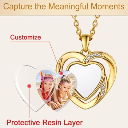 Customized Heart in Heart Photo Necklace 