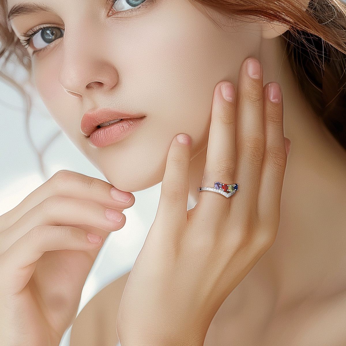 Personalized 1-5 Birthstone Family Rings 