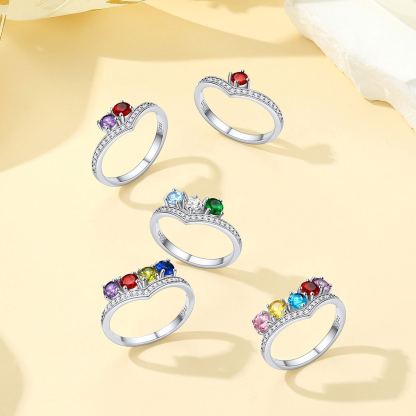 Personalized 1-4 Birthstone Family Rings collection