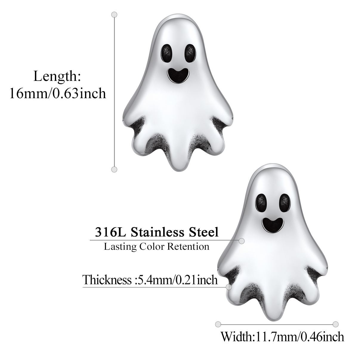 Halloween Ghost Stud Earrings size