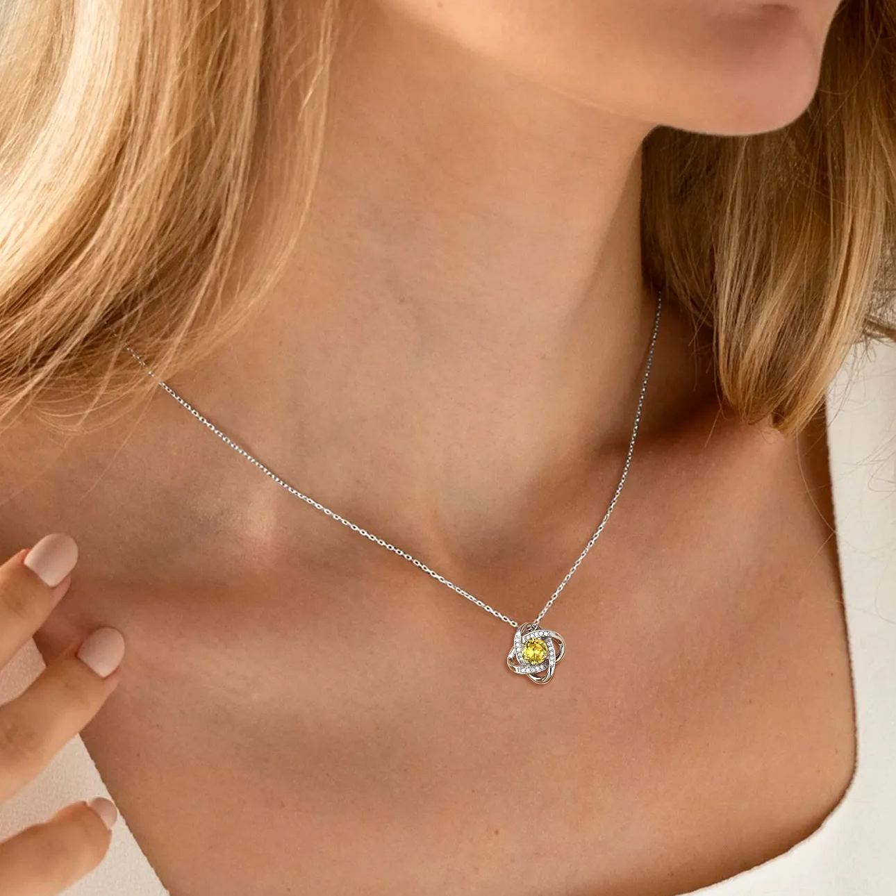 Love Knot Birthstone Necklace 