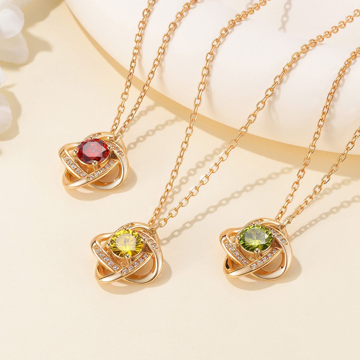 Love Knot Birthstone Necklace for Women