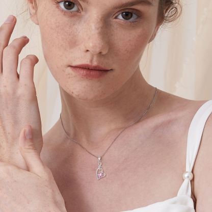 women wearing Infinity Heart Birthstone Necklace For Women