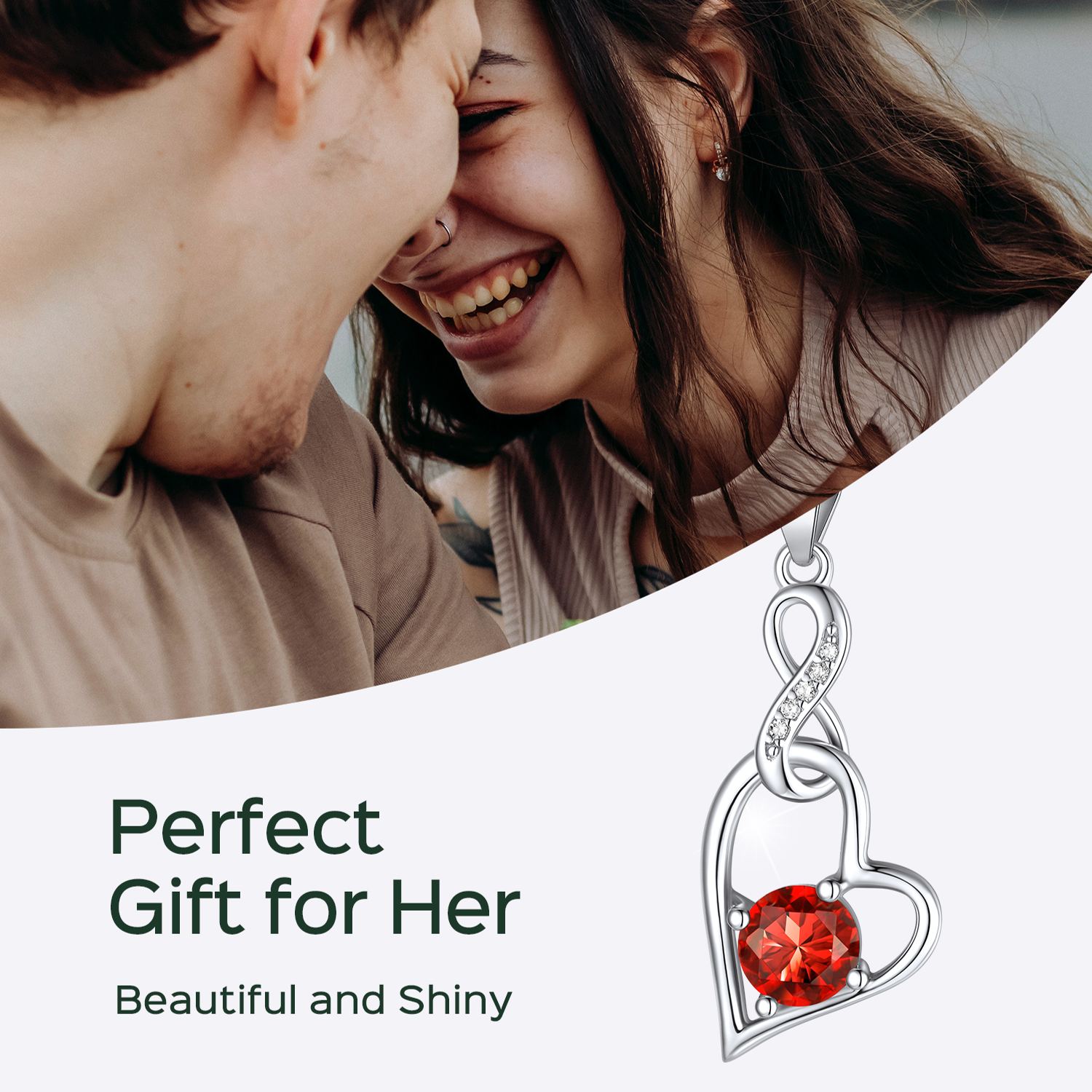 Heart Birthstone Necklace gift For Women