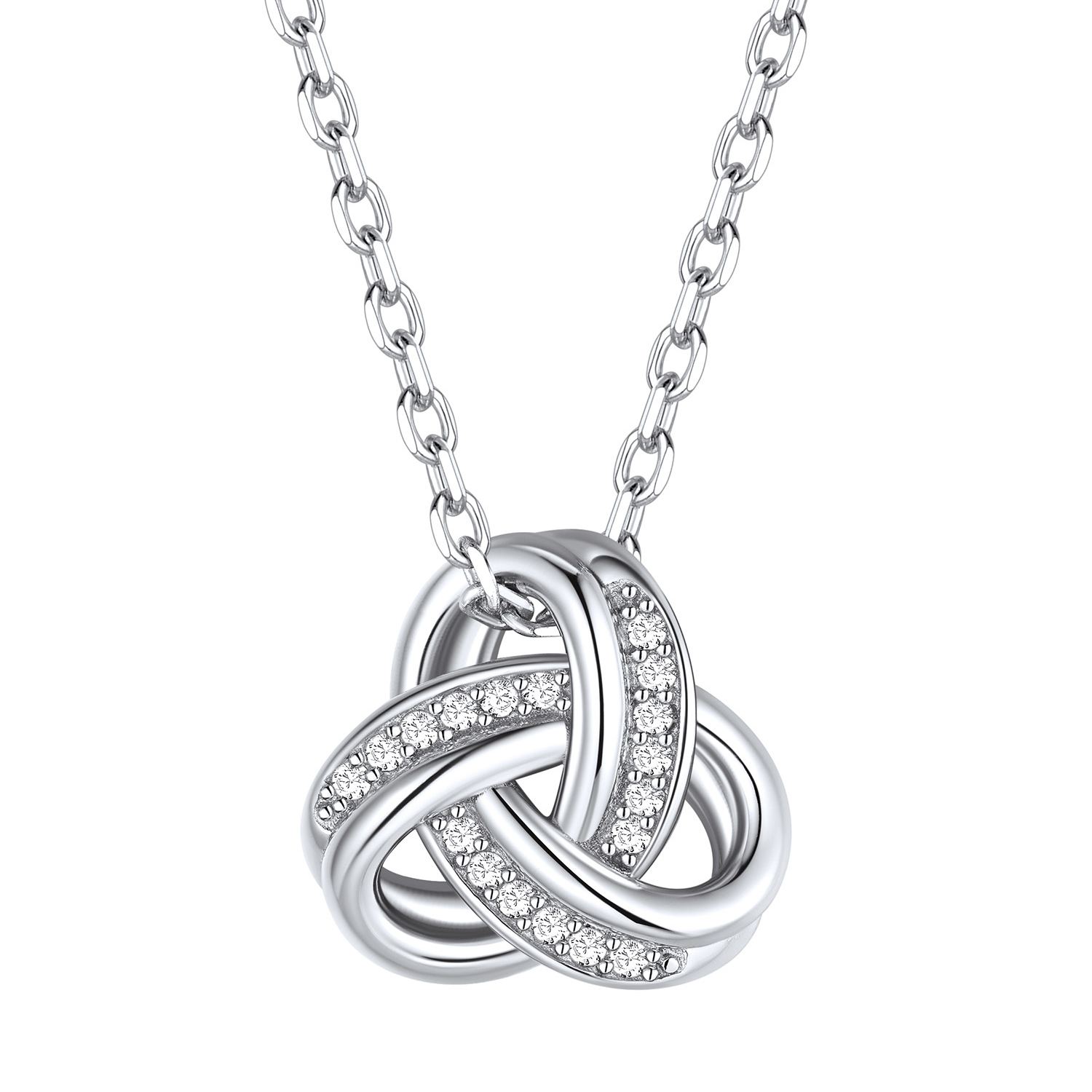 925 Sterling Silver Triple Love Knot Necklace for Women