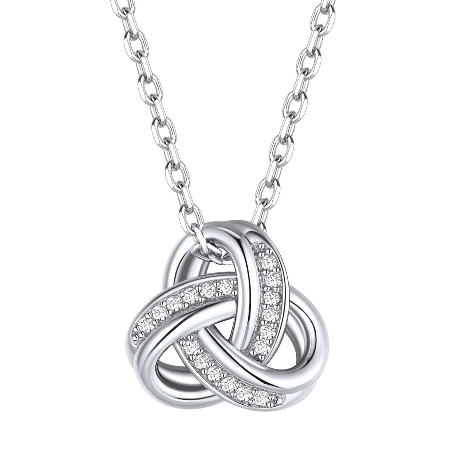 925 Sterling Silver Triple Love Knot Necklace for Women
