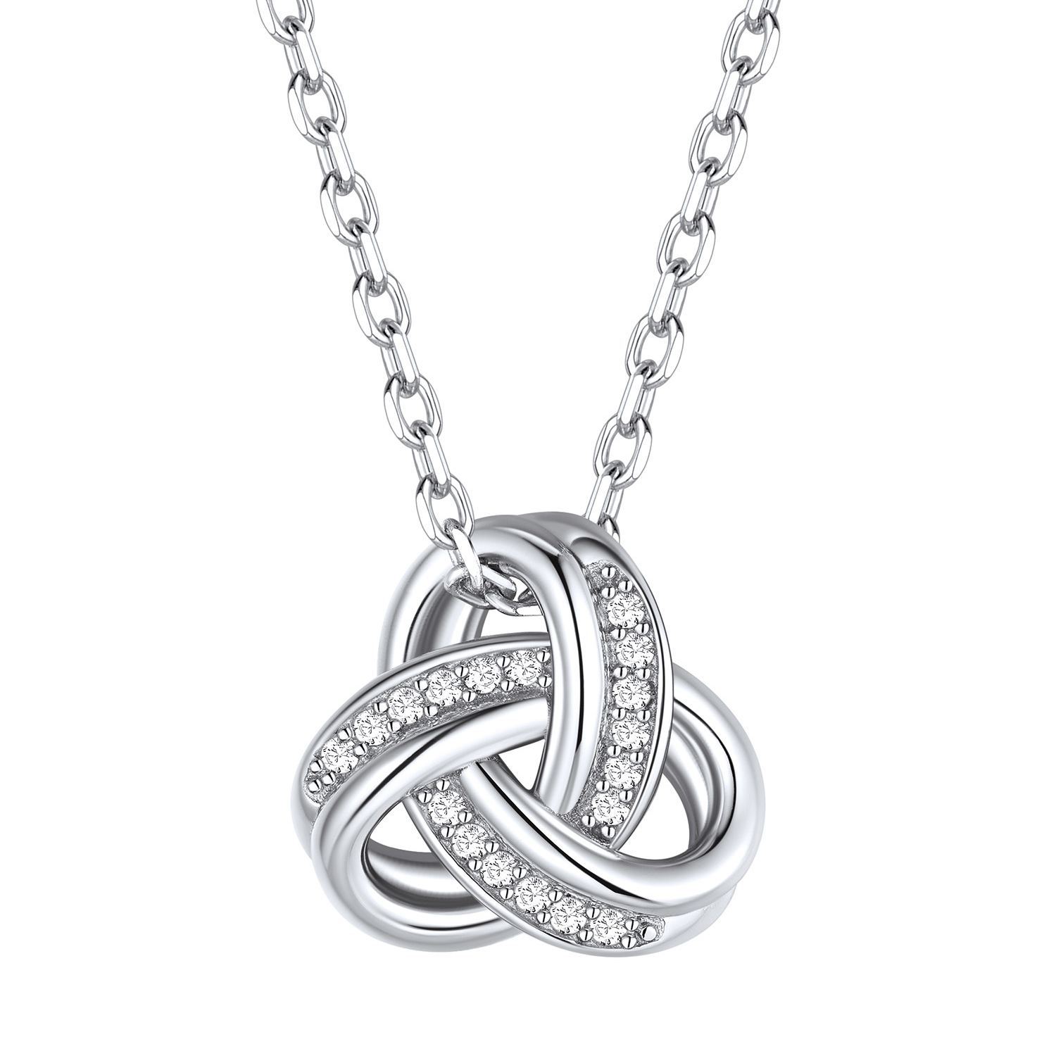 925 Sterling Silver Triple Love Knot Necklace for Women