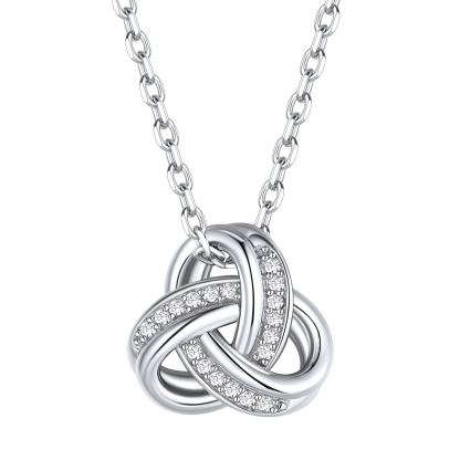 925 Sterling Silver Triple Love Knot Necklace for Women
