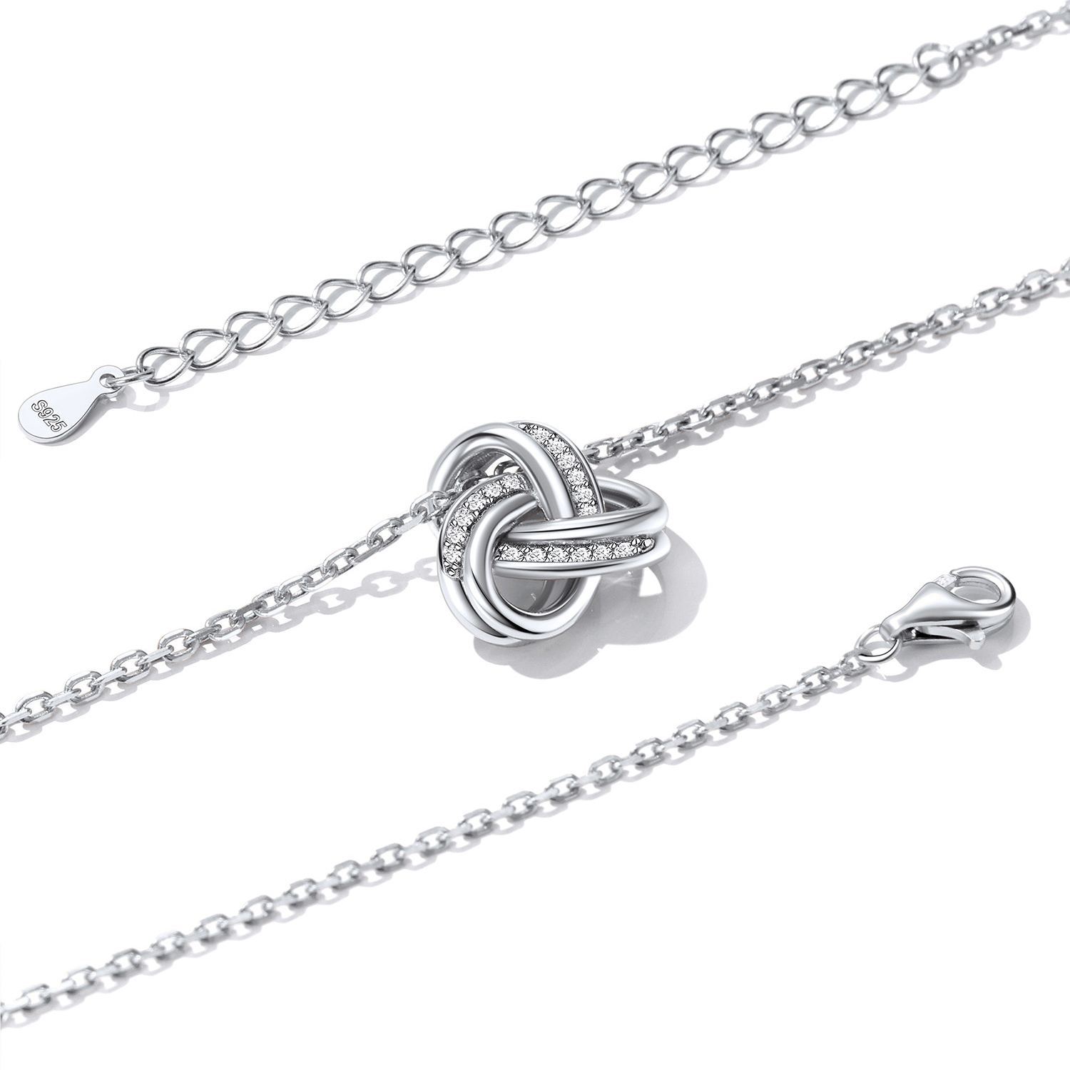 925 Sterling Silver Triple Love Knot Necklace for Women