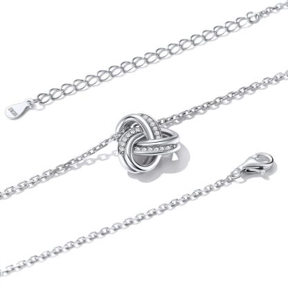 925 Sterling Silver Triple Love Knot Necklace for Women
