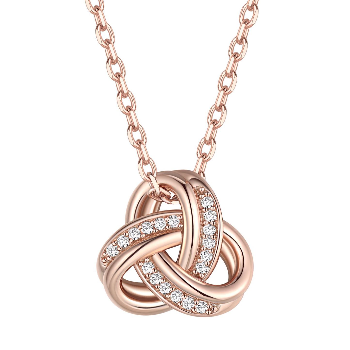 925 Sterling Silver Triple Love Knot Necklace for Women gold rose