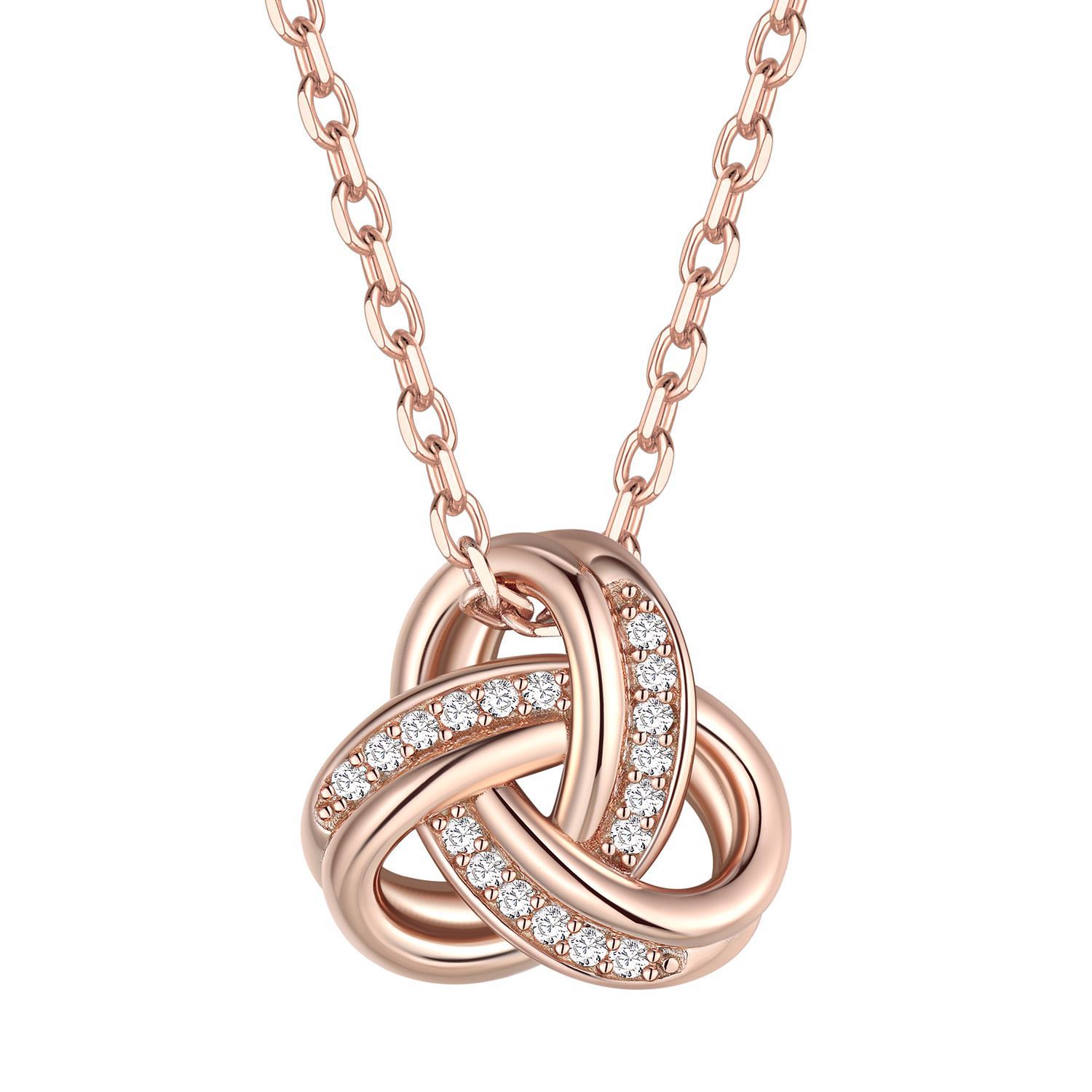 925 Sterling Silver Triple Love Knot Necklace for Women gold rose