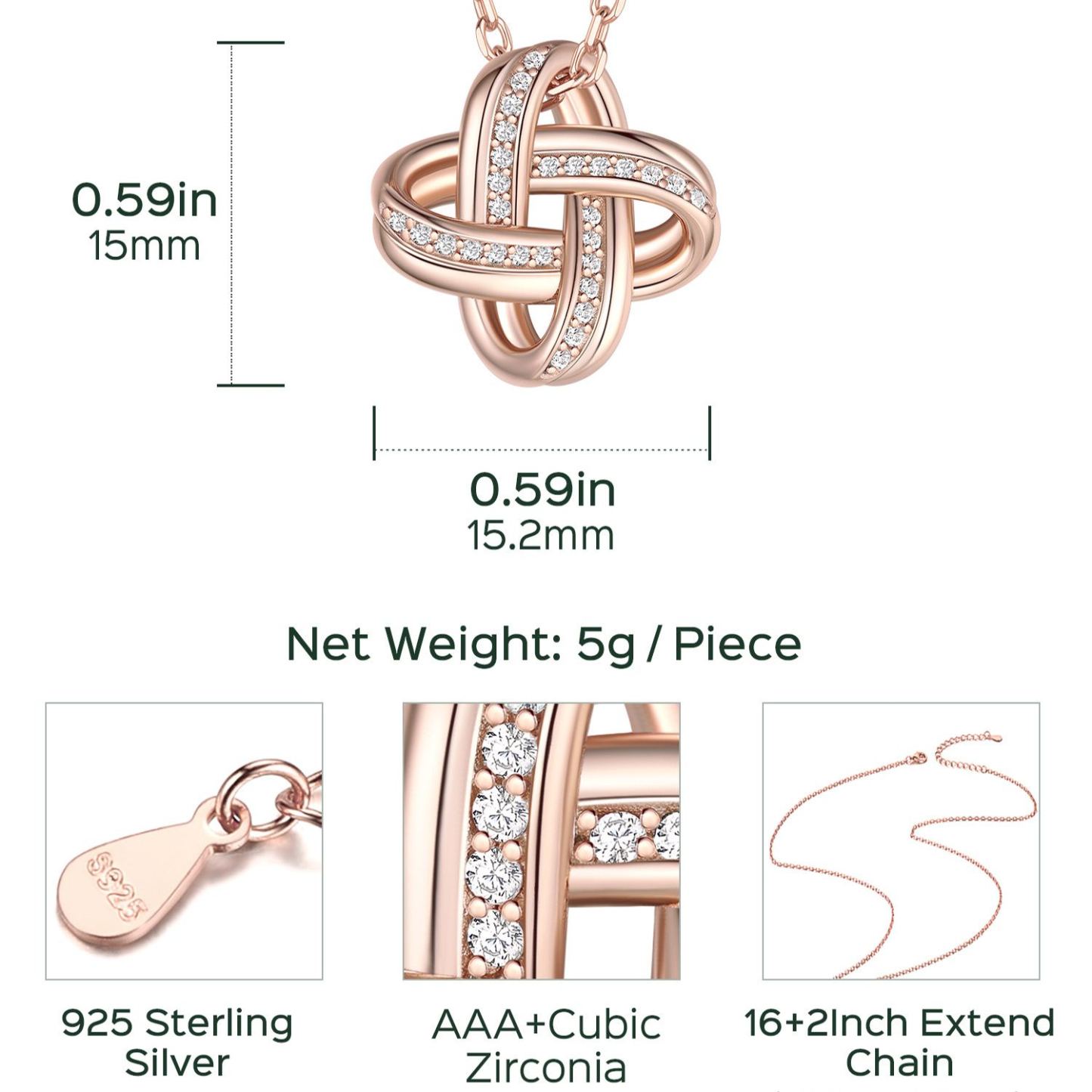 Quadruple Love Knot Necklace size 