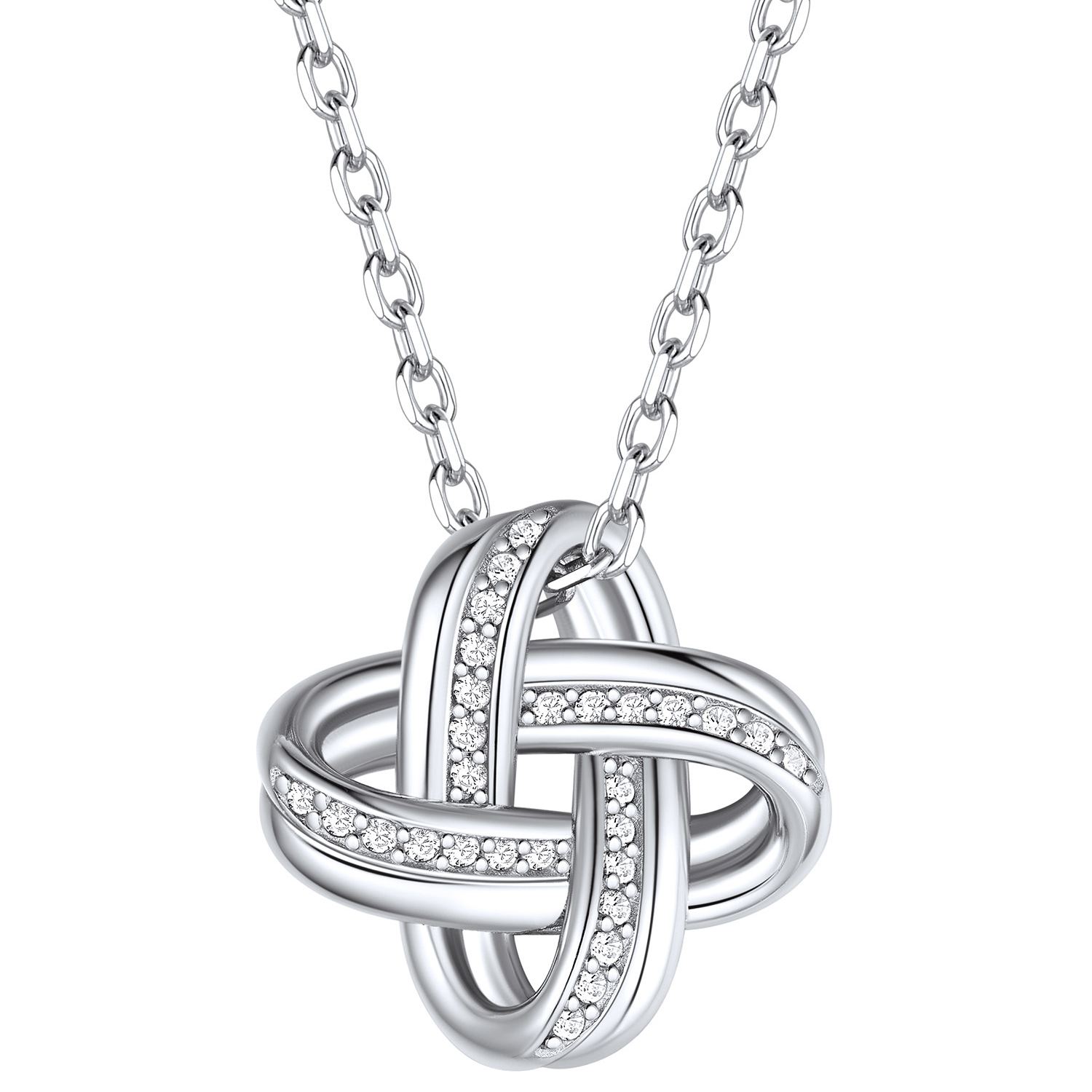 925 Sterling Silver Quadruple Love Knot Necklace