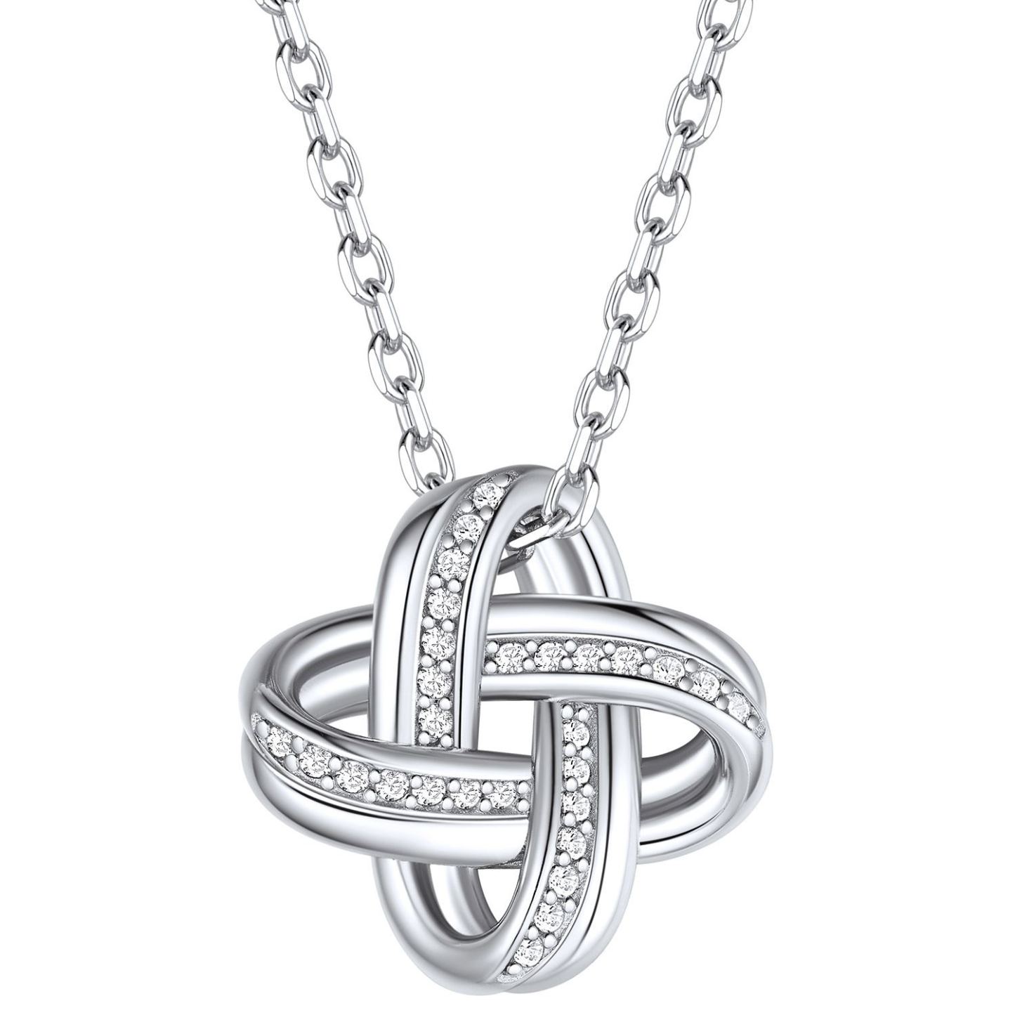 925 Sterling Silver Quadruple Love Knot Necklace