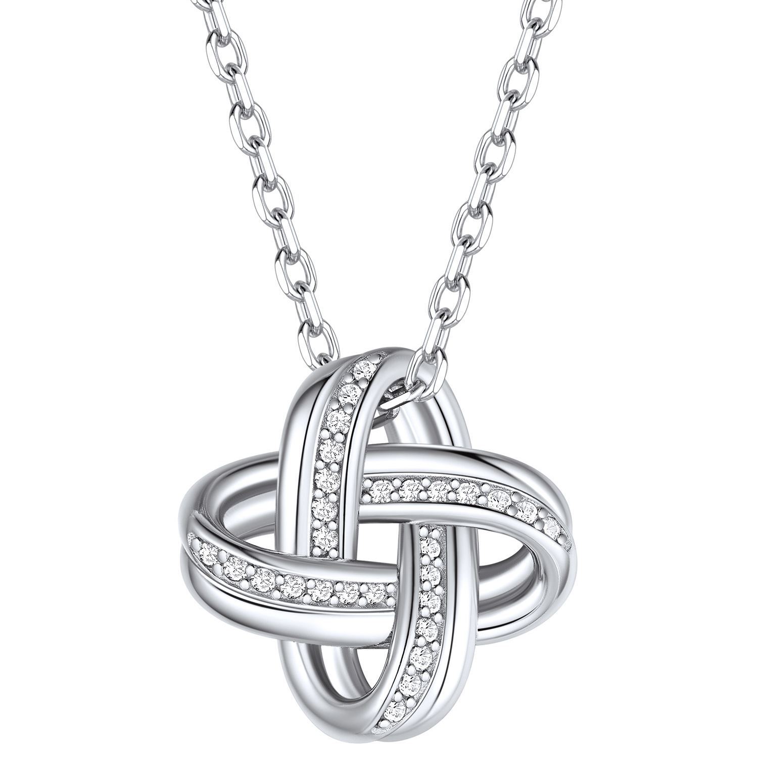 925 Sterling Silver Quadruple Love Knot Necklace