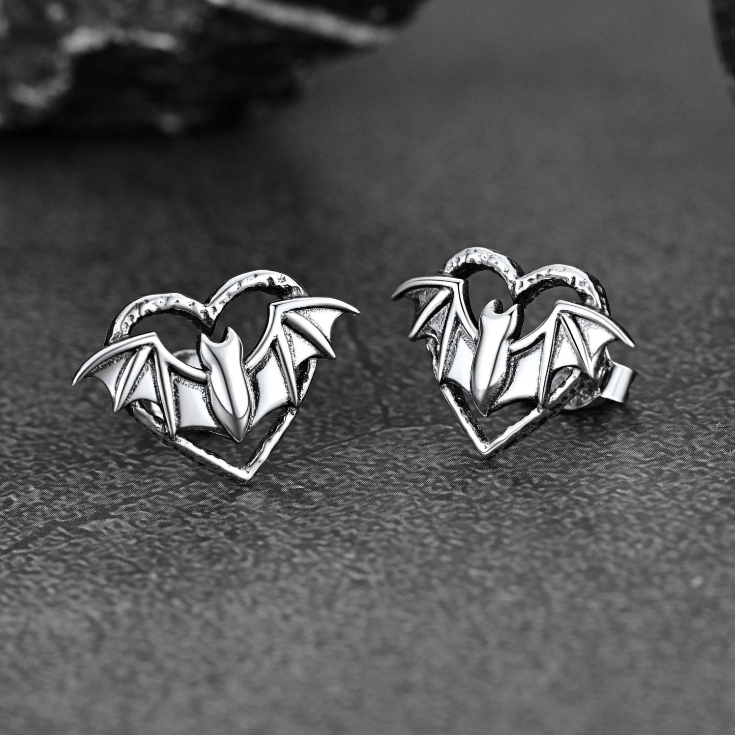 Bat Heart Stud Earrings for halloween