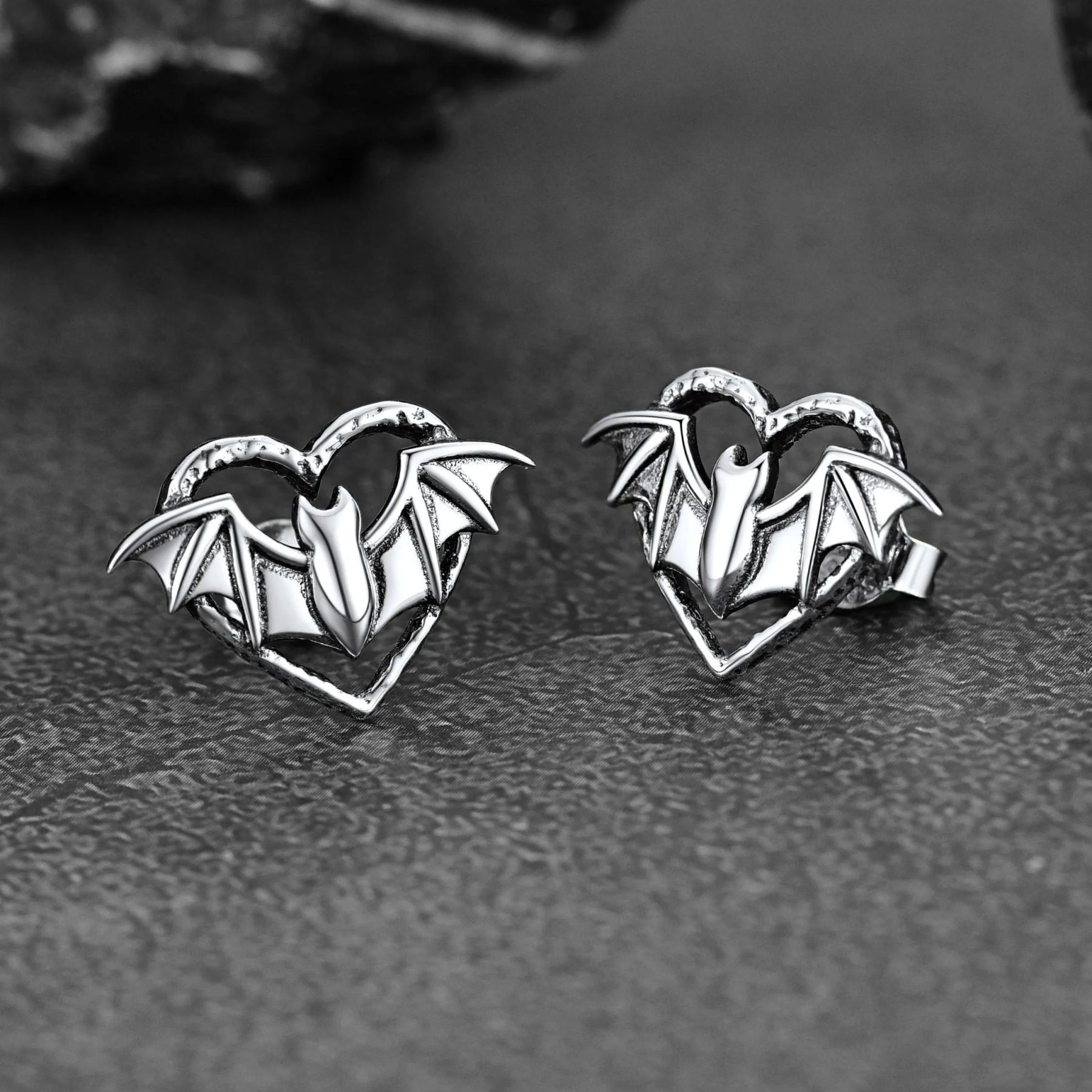 Bat Heart Stud Earrings for halloween