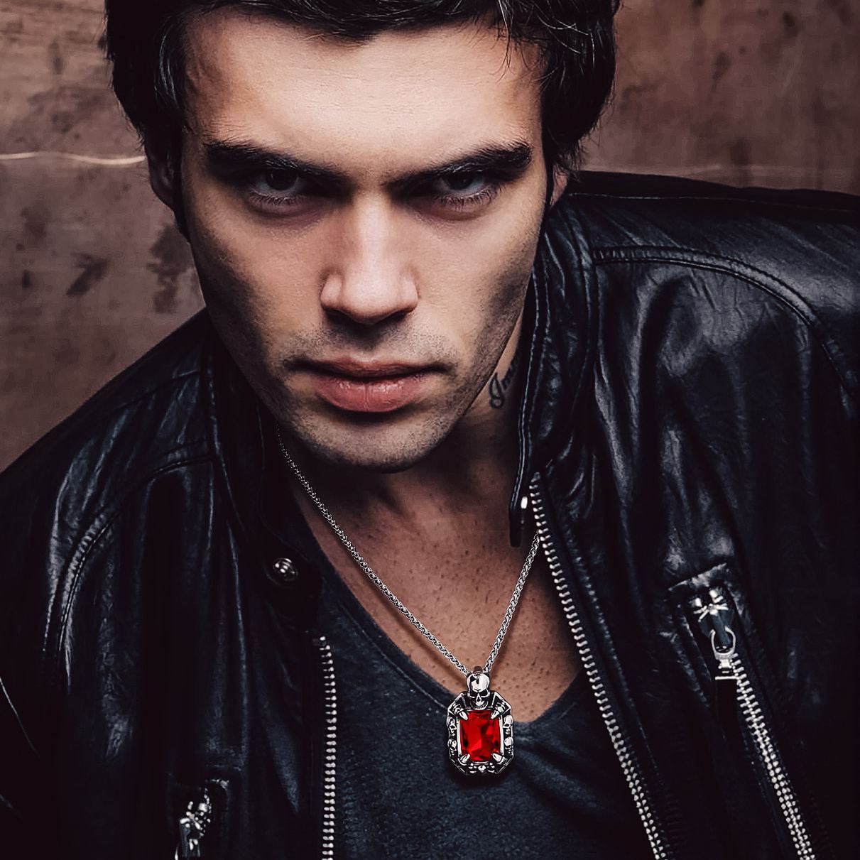 Gothic Stone Skull Necklace