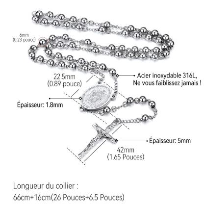 Catholic Virgin Mary Rosary Necklace for Men Women