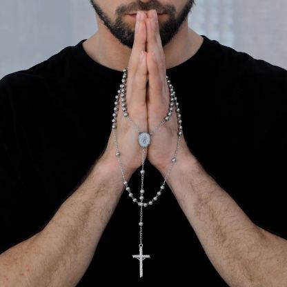 Catholic Virgin Mary Rosary Necklace for Men Women