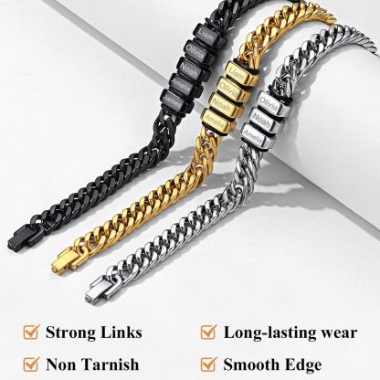 mens bracelets engraved names detail
