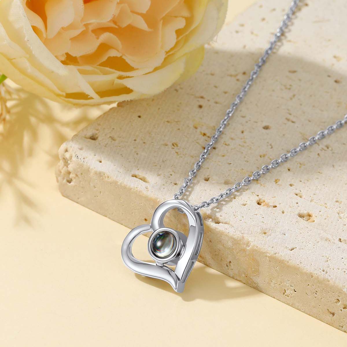 Personalized Projection Necklace Heart rolo chain