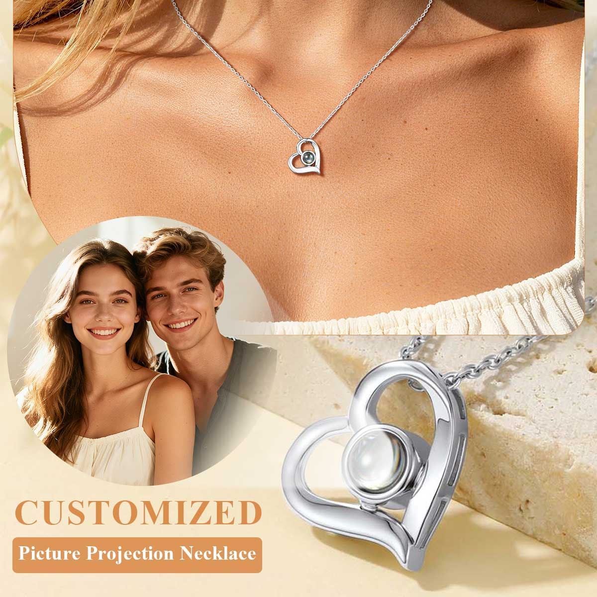 Custom Projection Necklace Heart with Photo Inside