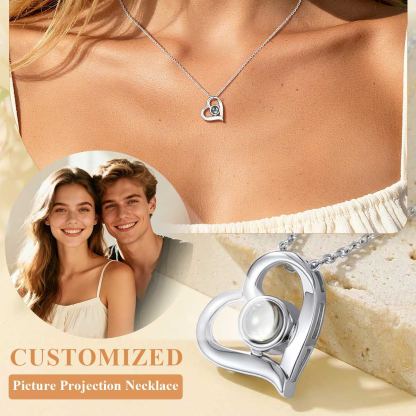 Custom Projection Necklace Heart with Photo Inside
