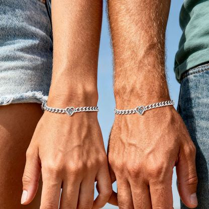 Personalized Heart Photo Projection Chain Bracelet for couple