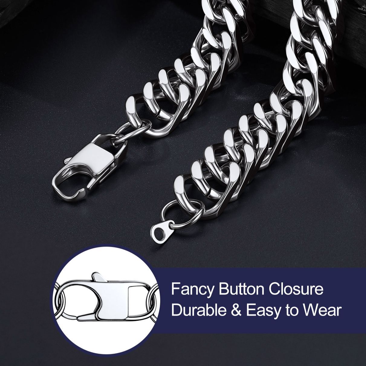 Miami Curb Link Chain fancy button closure