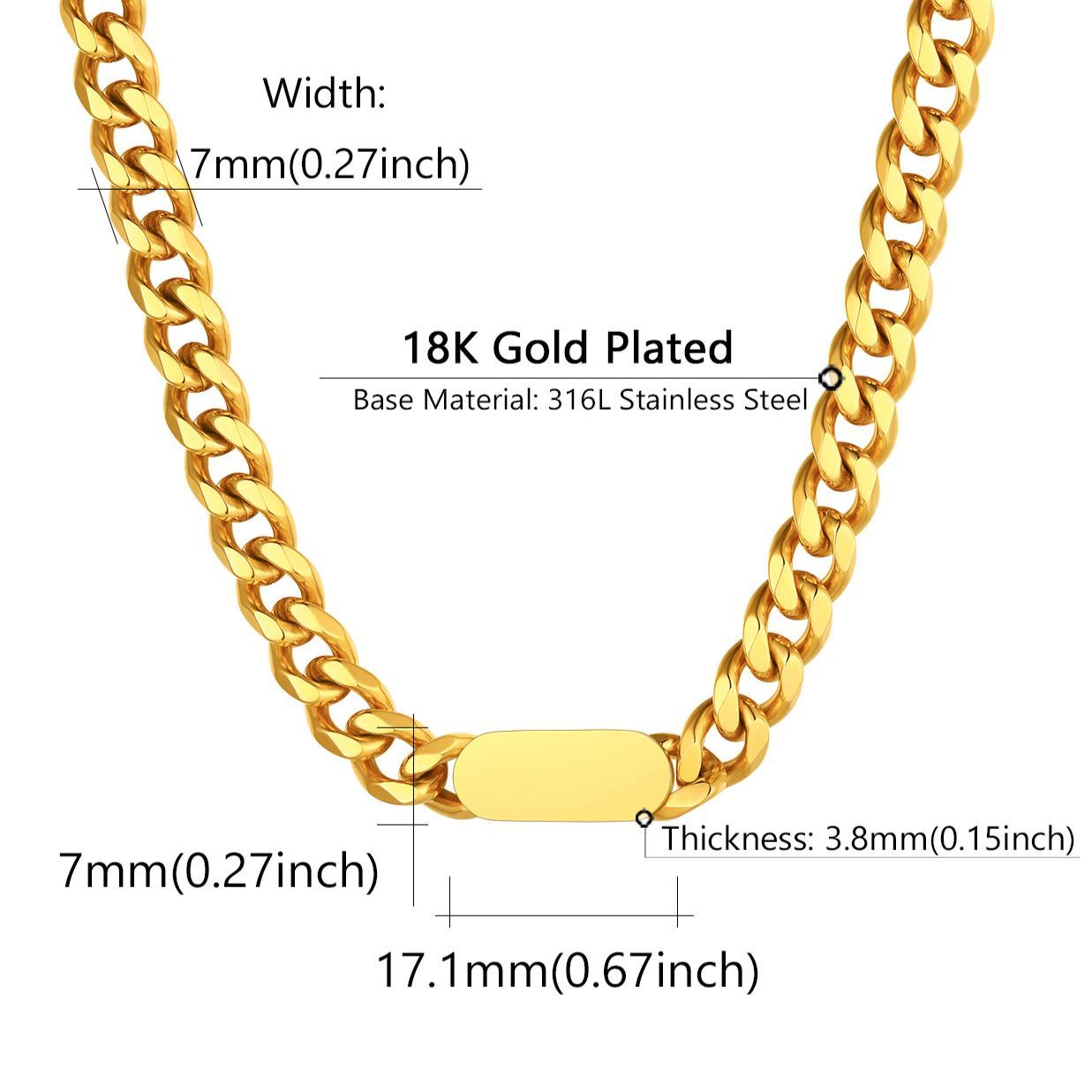 Custom Cuban Chain Choker Necklace size