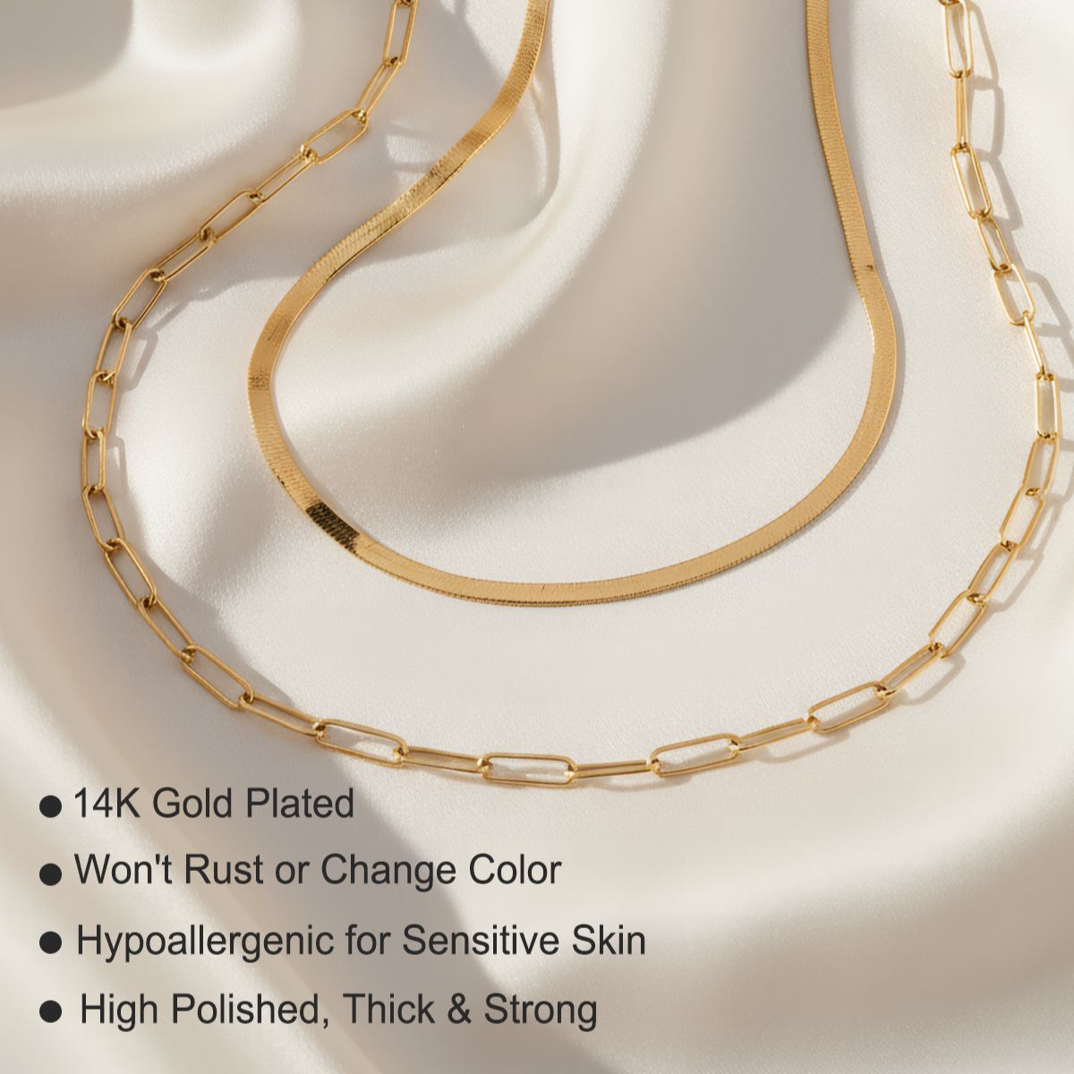 Layered Paperclip and Herringbone Chain Necklace 