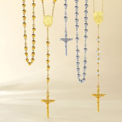 Catholic Virgin Mary Rosary Necklace for Men Women