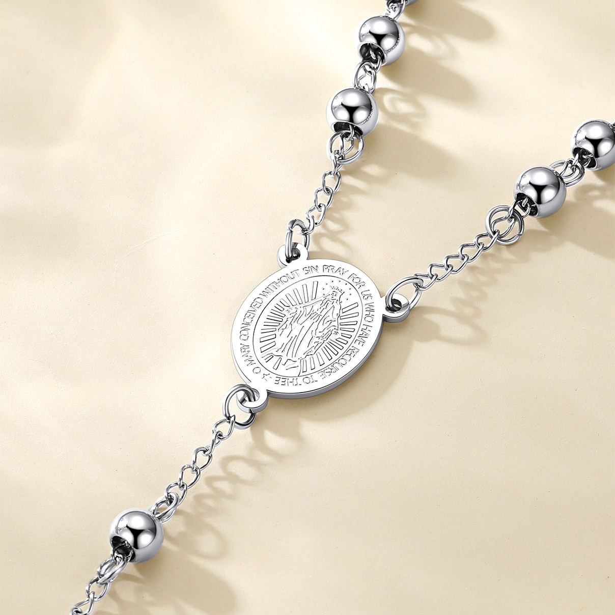 Catholic Virgin Mary Rosary Necklace for Men Women