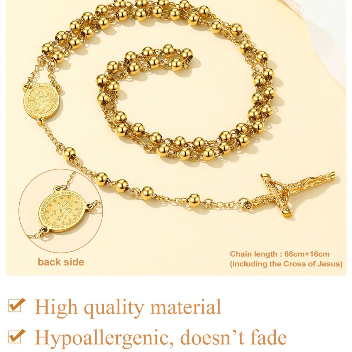 Catholic Virgin Mary Rosary Necklace for Men Women