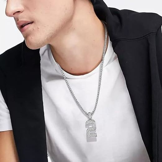 Sports Jersey Number Necklace Cubic Zirconia for men