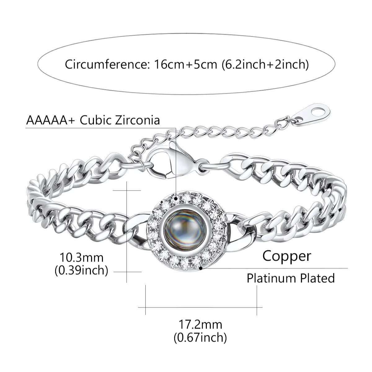 Personalized Photo Projection Bracelet for Women - Size