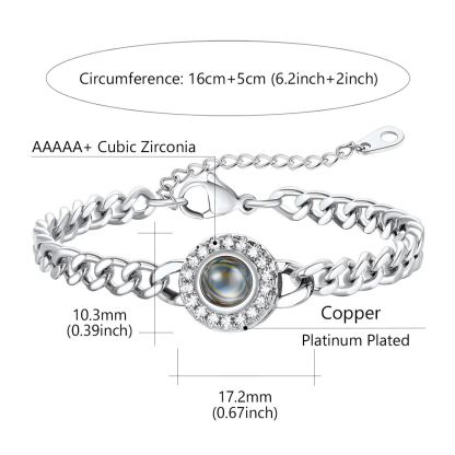 Personalized Photo Projection Bracelet for Women - Size