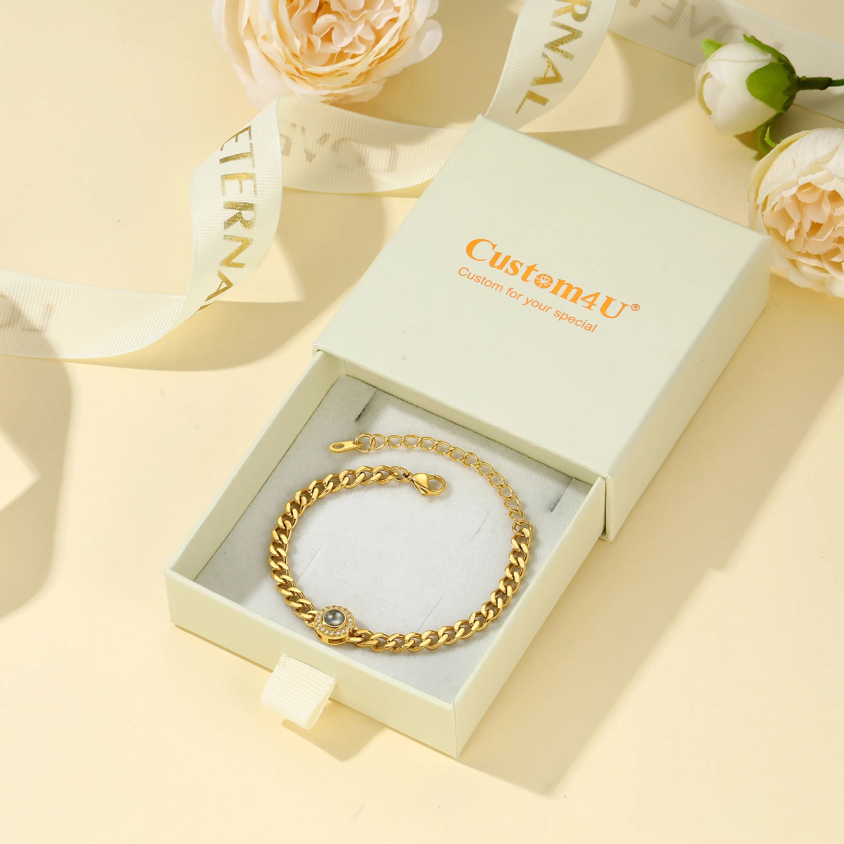 Personalized Photo Projection Bracelet for Women - Valentine's Day Gift with Box