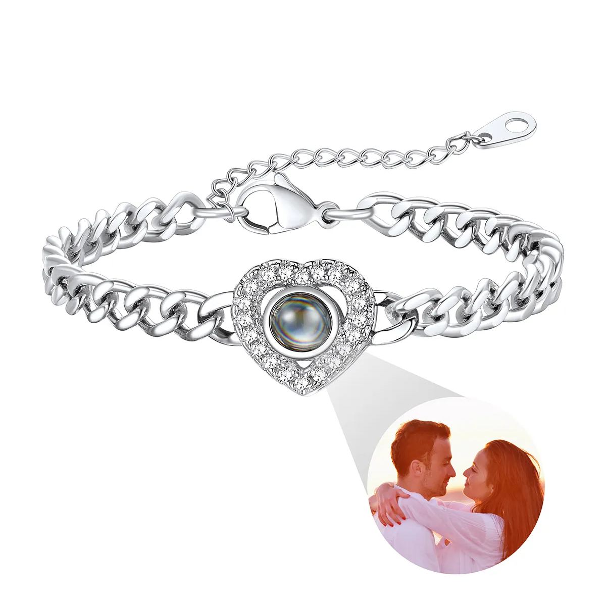 Custom Heart Photo Bracelet for Women