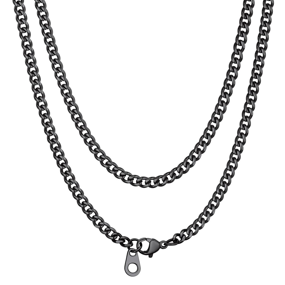 Black Miami Cuban Link Chain Necklace for Men