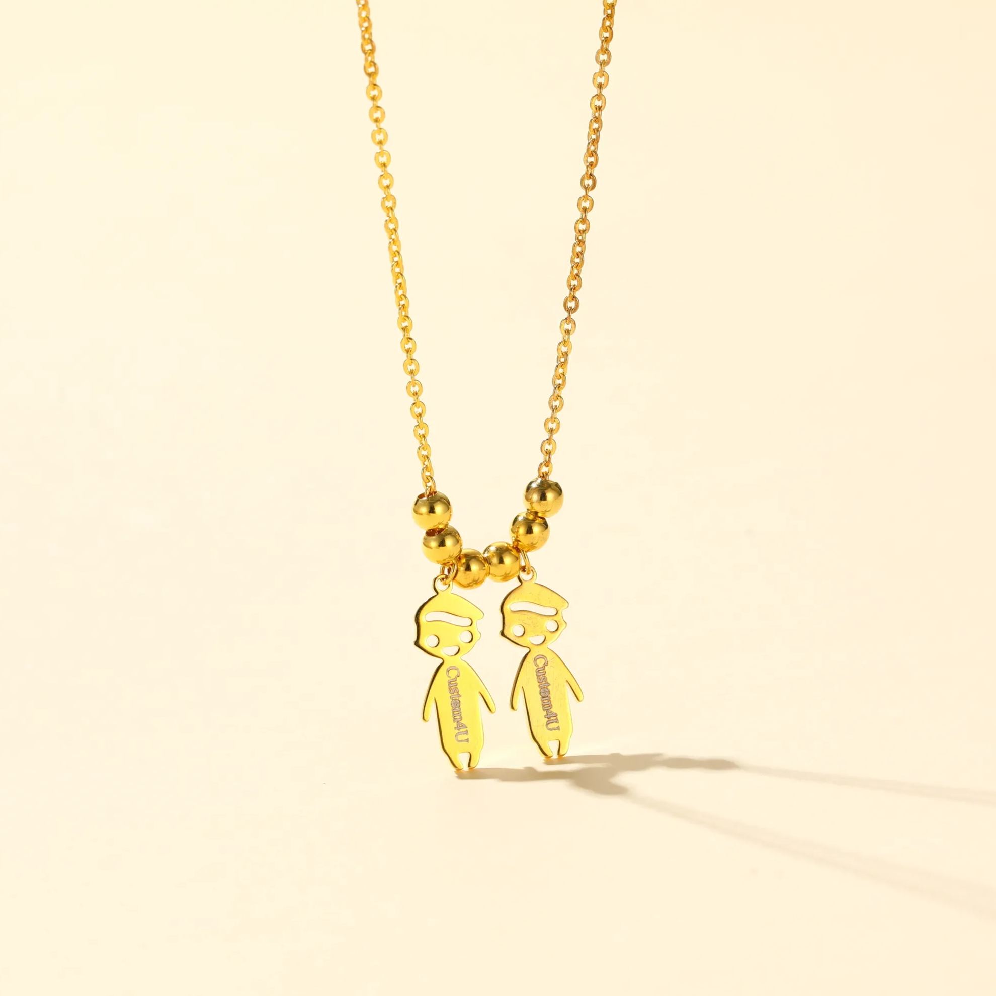 Custom4U Golden Twin Kids Necklace