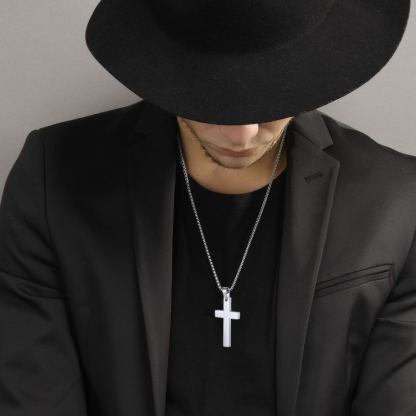 Customizable Stainless Steel Cross Necklace with Free Engraving