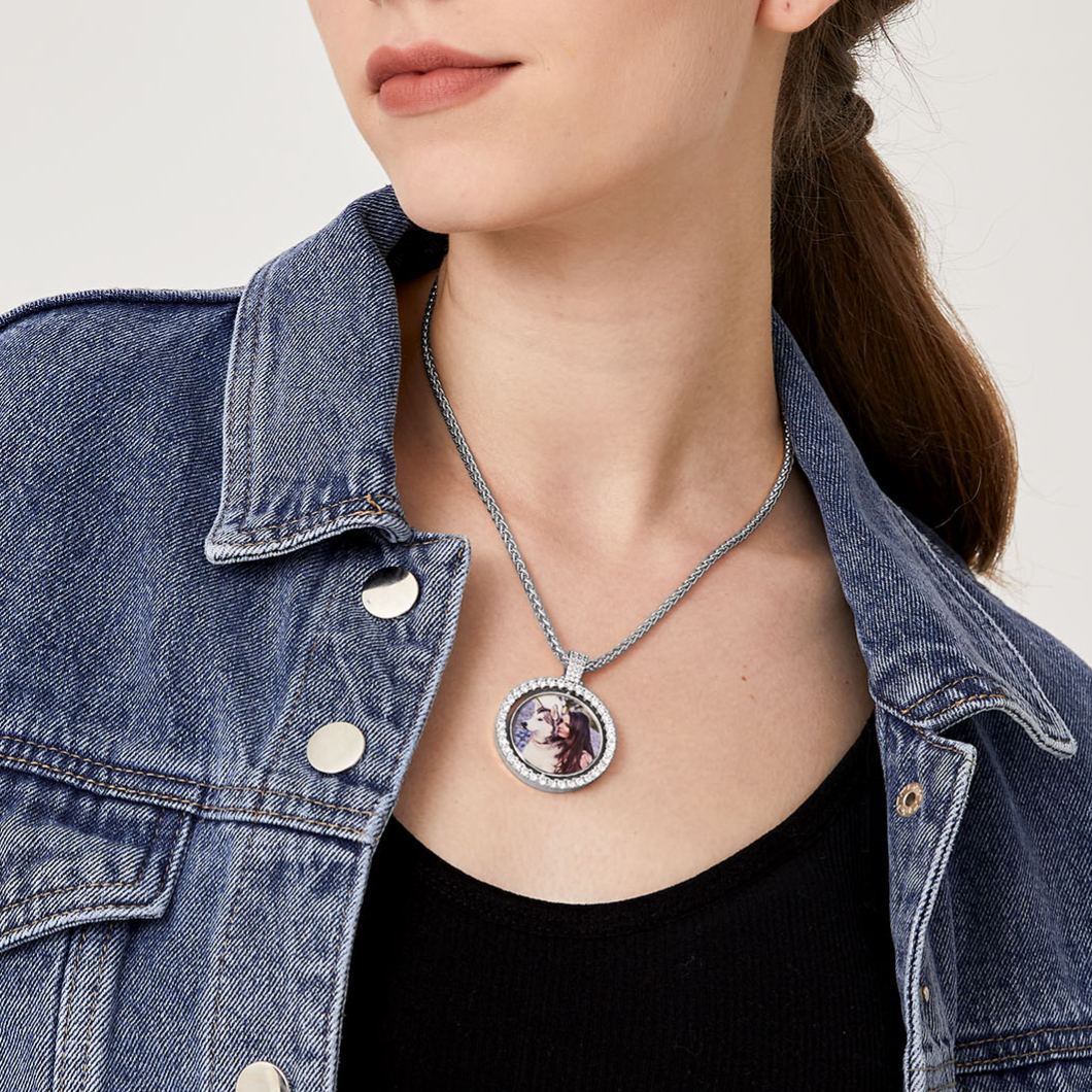 Personalized Photo  Heart Pendant Necklace for Men Women