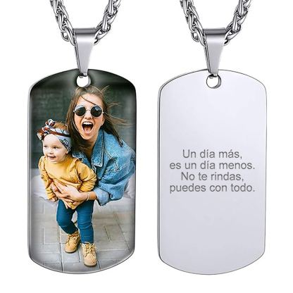 Custom Photo Text Engraved  Necklace for Men