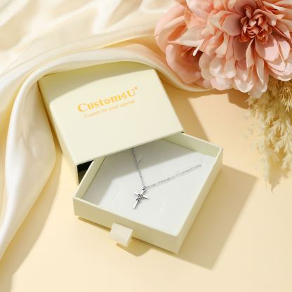 Custom Stainless Steel Cross Name Necklace with Gift Box